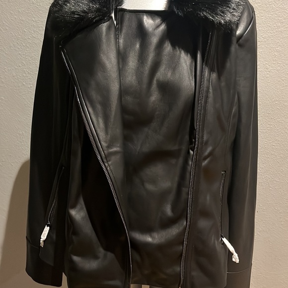 Jason Wu faux fur Collar biker jacket - Picture 5 of 11